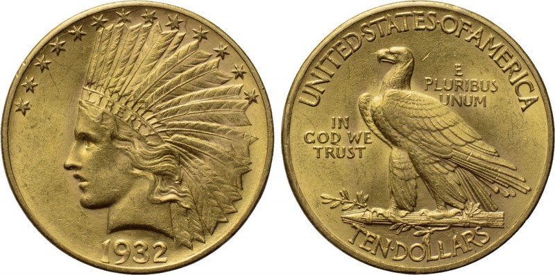 UNITED STATES. GOLD Eagle - Ten Dollars (1932). Philadelphia. 

Obv: Female he...