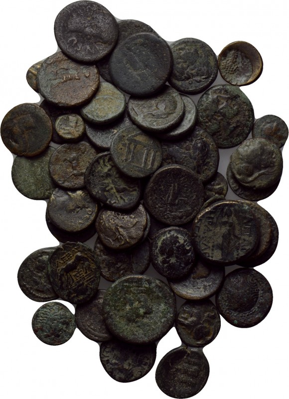 Circa 50 ancient coins. 

Obv: .
Rev: .

. 

Condition: See picture.

W...