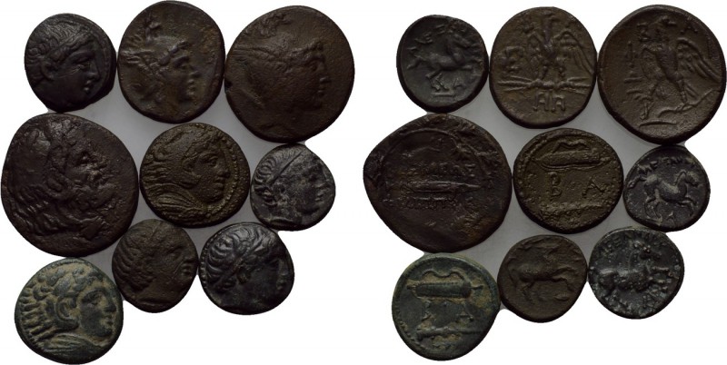 9 bronzes of the Macedonian kings. 

Obv: .
Rev: .

. 

Condition: See pi...