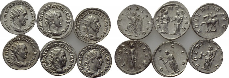 6 antoniniani of Trajanus Decius and Herennius Etruscus. 

Obv: .
Rev: .

....