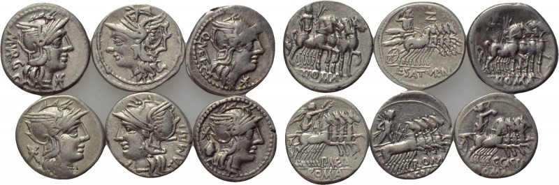 6 denari of the Roman Republic. 

Obv: .
Rev: .

. 

Condition: See pictu...