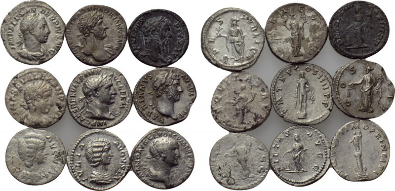 9 Roman denari. 

Obv: .
Rev: .

. 

Condition: See picture.

Weight: g...