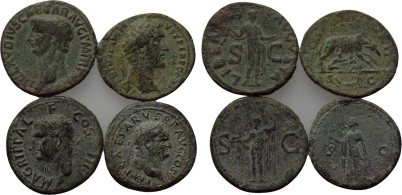 4 Roman bronze coins. 

Obv: .
Rev: .

. 

Condition: See picture.

Wei...