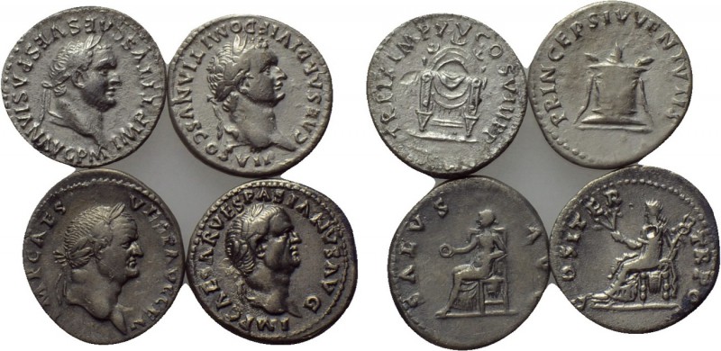 4 Flavian denari. 

Obv: .
Rev: .

. 

Condition: See picture.

Weight:...