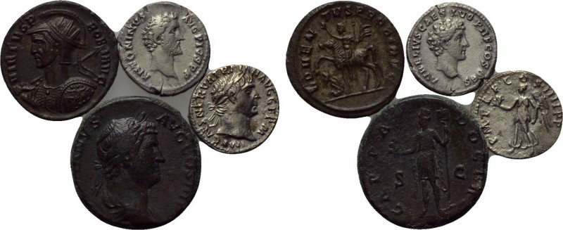 4 Roman coins. 

Obv: .
Rev: .

. 

Condition: See picture.

Weight: g....