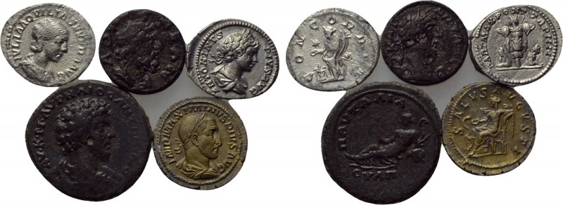 5 Roman coins. 

Obv: .
Rev: .

. 

Condition: See picture.

Weight: g....