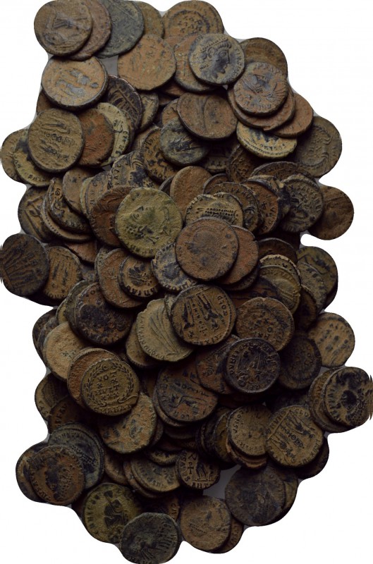 Circa 200 mostly late Roman coins. 

Obv: .
Rev: .

. 

Condition: See pi...