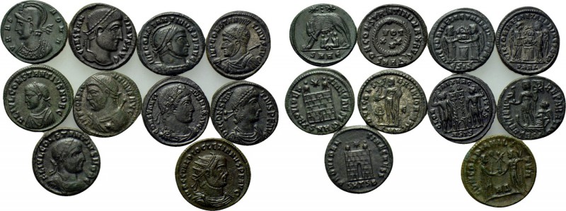 10 late Roman coins. 

Obv: .
Rev: .

. 

Condition: See picture.

Weig...
