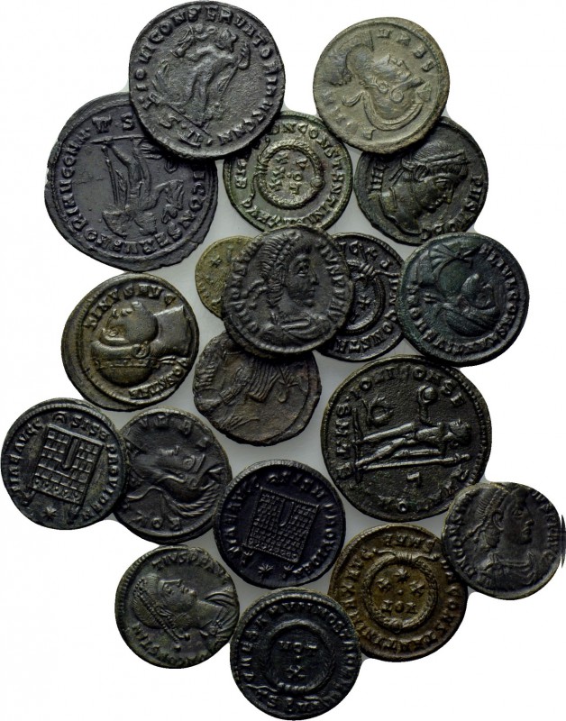 19 late Roman coins. 

Obv: .
Rev: .

. 

Condition: See picture.

Weig...