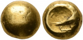 CELTIC, Northwest Gaul. Senones. 2nd-early 1st century BC. 1/4 Stater (Gold, 7 mm, 1.83 g). Plain globular surface. Rev. Incuse punch with single line...