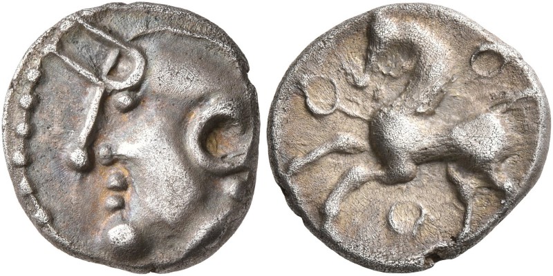 CELTIC, Central Gaul. Aedui. Circa 80-50 BC. Quinarius (Silver, 13 mm, 1.87 g, 5...