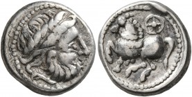 CELTIC, Middle Danube. Uncertain tribe. 2nd-1st centuries BC. Drachm (Silver, 14 mm, 2.87 g, 10 h), 'Kugelwange' type. Laureate head of Zeus to right....