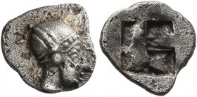 GAUL. Massalia. Circa 500-475 BC. Hemiobol (Silver, 9 mm, 0.64 g), Milesian standard. Head of a nymph to left, wearing sakkos adorned with a central b...