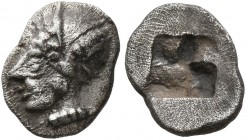 GAUL. Massalia. Circa 500-475 BC. Hemiobol (Silver, 9 mm, 0.55 g), Milesian standard. Head of a nymph to left, wearing sakkos adorned with a central b...