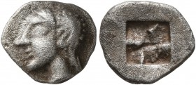 GAUL. Massalia. Circa 500-475 BC. Obol (Silver, 11 mm, 1.04 g), Milesian standard. Archaic female head to left. Rev. Rough incuse square. Auriol Annex...