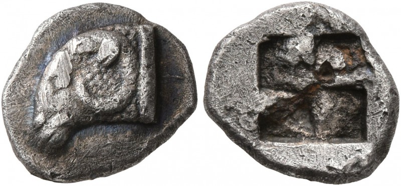 GAUL. Massalia. Circa 500-475 BC. Obol (Silver, 10 mm, 1.03 g), Milesian standar...
