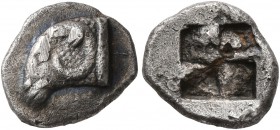 GAUL. Massalia. Circa 500-475 BC. Obol (Silver, 10 mm, 1.03 g), Milesian standard. Head of a ram to left. Rev. Rough incuse square. Auriol Group Qa. L...