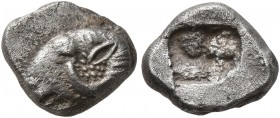 GAUL. Massalia. Circa 500-475 BC. 3/4 Obol (Silver, 9 mm, 0.87 g), Milesian standard. Head of a ram to left. Rev. Rough incuse square. Auriol Group Qd...