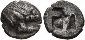 GAUL. Massalia. Circa 500-475 BC. Obol (Silver, 9 mm, 1.06 g), Milesian standard. Forepart of a lion to right, devouring prey. Rev. Rough incuse squar...