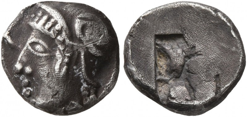 GAUL. Massalia. Circa 475-460 BC. Obol (Silver, 9 mm, 0.93 g). Head of Athena to...