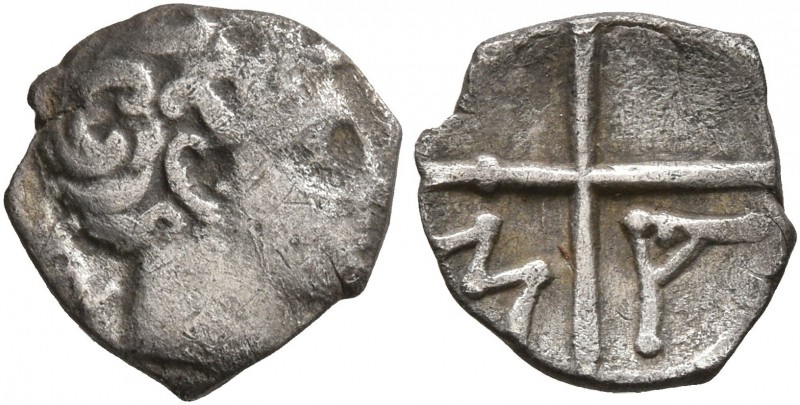 GAUL. Glanum. Circa 160-110 BC. Obol (Silver, 10 mm, 0.45 g). Laureate head of A...