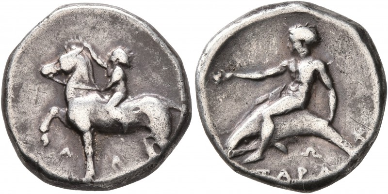 CALABRIA. Tarentum. Circa 380-340 BC. Didrachm or Nomos (Silver, 20 mm, 7.86 g, ...