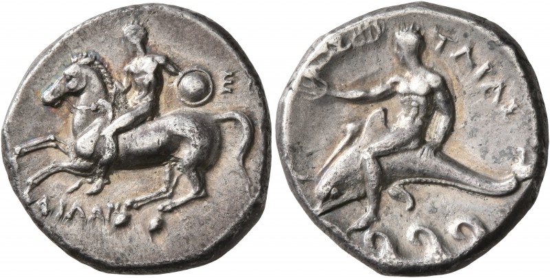 CALABRIA. Tarentum. Circa 280-272 BC. Didrachm or Nomos (Silver, 21 mm, 7.70 g, ...