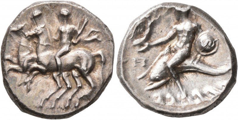 CALABRIA. Tarentum. Circa 280-272 BC. Didrachm or Nomos (Silver, 20 mm, 6.70 g, ...