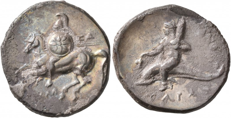 CALABRIA. Tarentum. Circa 280-272 BC. Didrachm or Nomos (Silver, 22 mm, 6.35 g, ...