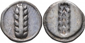 LUCANIA. Metapontion. Circa 540-510 BC. Stater (Silver, 23 mm, 7.21 g, 12 h). [META] Ear of barley with seven grains; around, border of dots within tw...