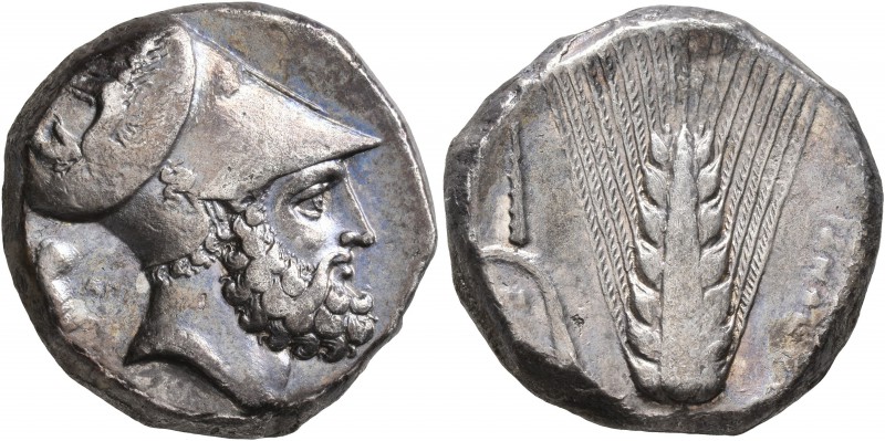 LUCANIA. Metapontion. Circa 340-330 BC. Distater (Silver, 23 mm, 15.86 g, 10 h)....