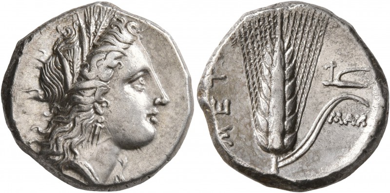 LUCANIA. Metapontion. Circa 330-290 BC. Didrachm or Nomos (Silver, 20 mm, 7.87 g...
