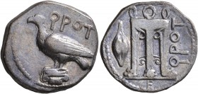 BRUTTIUM. Kroton. Circa 425-350 BC. Didrachm or Nomos (Silver, 23 mm, 7.54 g, 1 h). ϘPOT Eagle standing left on Ionic capital. Rev. ϘPOT Tripod with t...