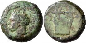 SICILY. Adranon. 354/3-344 BC. AE (Bronze, 24 mm, 16.05 g, 1 h). Laureate head of Apollo to left. Rev. Kithara. Campana 3. CNS 3. HGC 2, 37. Rare. Som...