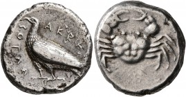 SICILY. Akragas. Circa 510-500 BC. Didrachm (Silver, 21 mm, 8.89 g, 5 h). AKPAΣ- ANTOΣ Eagle standing left with closed wings. Rev. Crab. SNG ANS 917. ...