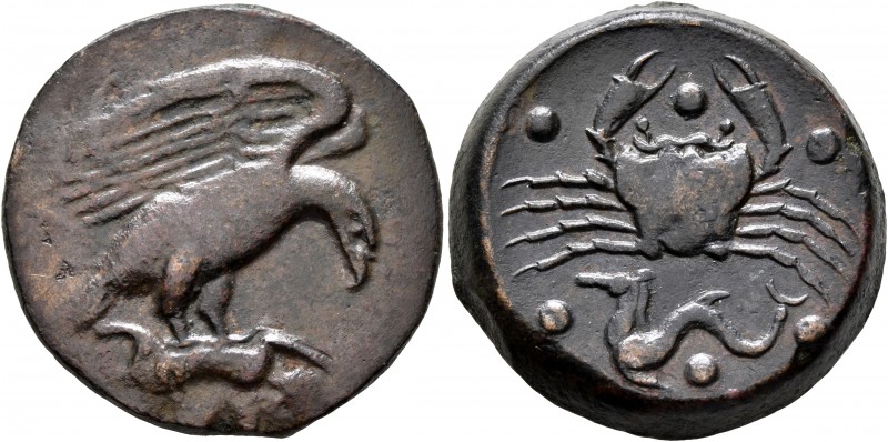 SICILY. Akragas. Circa 415-406 BC. Hemilitron (Bronze, 26 mm, 14.03 g, 11 h). Ea...