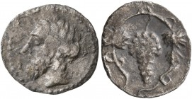SICILY. Naxos. Circa 461-430 BC. Litra (Silver, 12 mm, 0.51 g, 4 h). NAXI Head of Dionysos to left, wearing wreath of ivy. Rev. Grape bunch on vine. C...