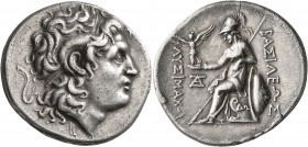 KINGS OF THRACE. Lysimachos, 305-281 BC. Tetradrachm (Silver, 29 mm, 16.77 g, 1 h), uncertain mint. Diademed head of Alexander the Great to right with...