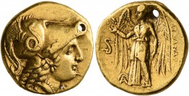 KINGS OF MACEDON. Alexander III ‘the Great’, 336-323 BC. Stater (Gold, 17 mm, 8.60 g, 10 h), Lampsakos, struck under Leonnatos, Arrhidaios, or Antigon...
