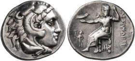 KINGS OF MACEDON. Alexander III ‘the Great’, 336-323 BC. Drachm (Silver, 18 mm, 4.24 g, 12 h), Abydos, struck under Kalas or Demarchos, 325-323. Head ...