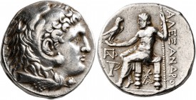 KINGS OF MACEDON. Alexander III ‘the Great’, 336-323 BC. Tetradrachm (Silver, 25 mm, 17.08 g, 2 h), Kyme, circa 215-200. Head of Herakles to right, we...