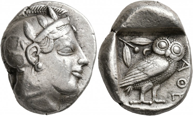 ATTICA. Athens. Circa 475-465 BC. Tetradrachm (Silver, 25 mm, 16.99 g, 6 h). Hea...