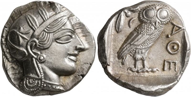 ATTICA. Athens. Circa 430s-420s BC. Tetradrachm (Silver, 25 mm, 17.23 g, 4 h). H...