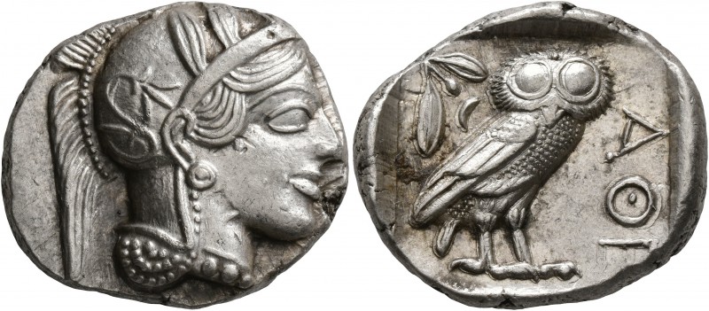 ATTICA. Athens. Circa 430s-420s BC. Tetradrachm (Silver, 27 mm, 17.21 g, 7 h). H...