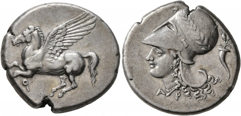 CORINTHIA. Corinth. Circa 375-300 BC. Stater (Silver, 21 mm, 8.55 g, 6 h). Ϙ Peg...