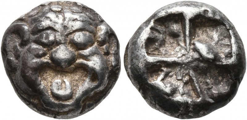 MYSIA. Parion. 5th century BC. Drachm (Silver, 12 mm, 4.05 g). Facing gorgoneion...