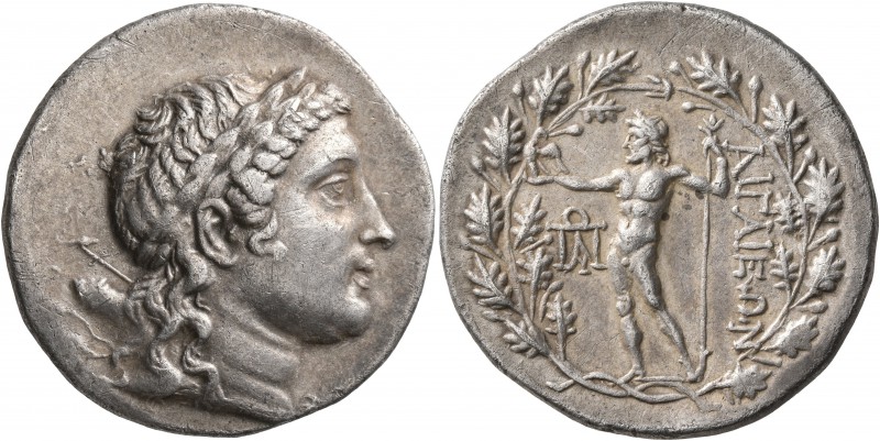 AEOLIS. Aigai. Circa 151-143 BC. Tetradrachm (Silver, 30 mm, 16.25 g, 12 h). Lau...