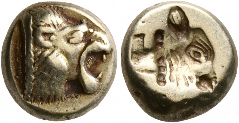 LESBOS. Mytilene. Circa 521-478 BC. Hekte (Electrum, 10 mm, 2.53 g, 6 h). Head o...