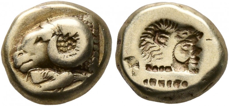 LESBOS. Mytilene. Circa 521-478 BC. Hekte (Electrum, 10 mm, 2.47 g, 7 h). Head o...