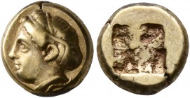 IONIA. Phokaia. Circa 478-387 BC. Hekte (Electrum, 10 mm, 2.50 g). Head of a female to left; below, seal to left. Rev. Quadripartite incuse square. Bo...